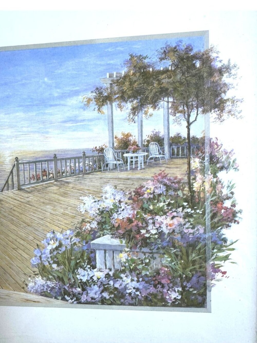 Pair of Vintage Framed Art Prints Coastal Mediterranean Deck and Balcony Scenes - Picture 4 of 11